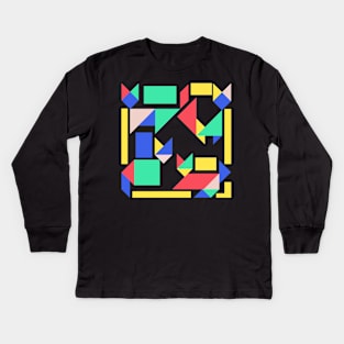 geometric cat Kids Long Sleeve T-Shirt